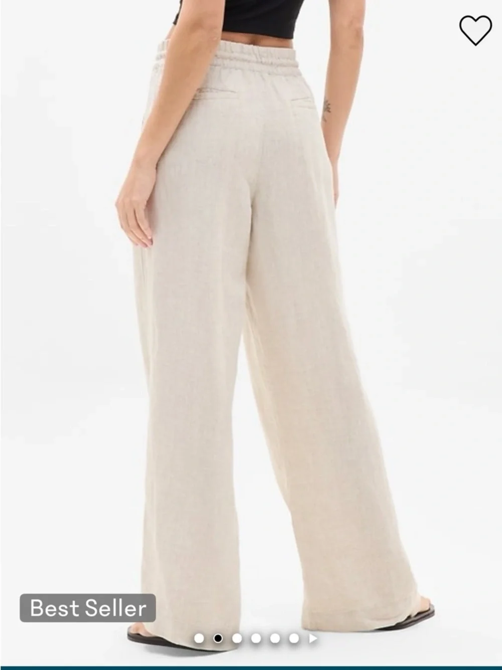 Athleta Wide-Leg Linen-Blend Drawstring Pants in Light Beige - Picture 7 of 8